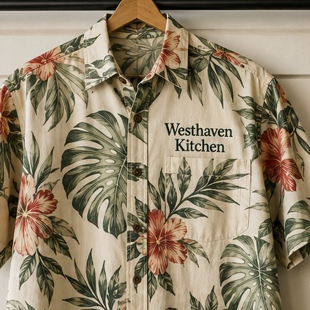 Customized hawaiian shirts for restaurants, bars and tiki rooms